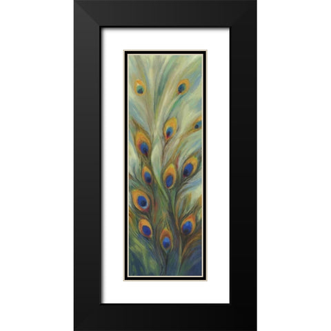 Peacock Tale Black Modern Wood Framed Art Print with Double Matting by PI Studio