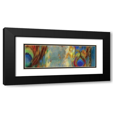 Peacock Abstract Black Modern Wood Framed Art Print with Double Matting by PI Studio