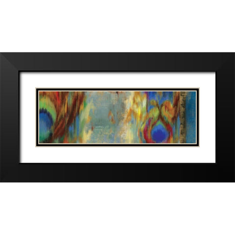Peacock Abstract Black Modern Wood Framed Art Print with Double Matting by PI Studio