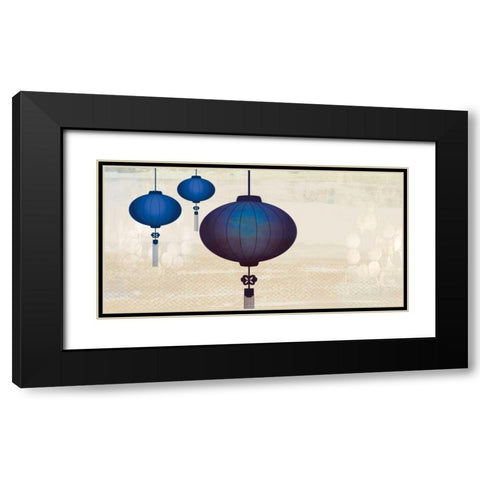 Midnight Lanterns I Black Modern Wood Framed Art Print with Double Matting by PI Studio