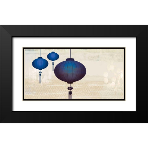 Midnight Lanterns I Black Modern Wood Framed Art Print with Double Matting by PI Studio