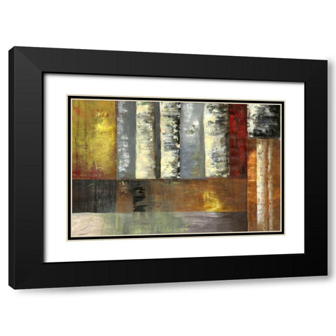 Abstracted Birches I Black Modern Wood Framed Art Print with Double Matting by PI Studio