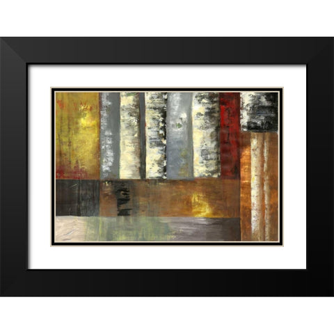 Abstracted Birches I Black Modern Wood Framed Art Print with Double Matting by PI Studio