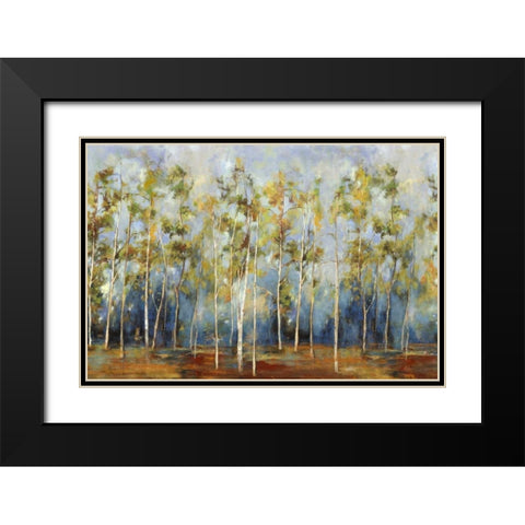 Indigo Forest Black Modern Wood Framed Art Print with Double Matting by PI Studio