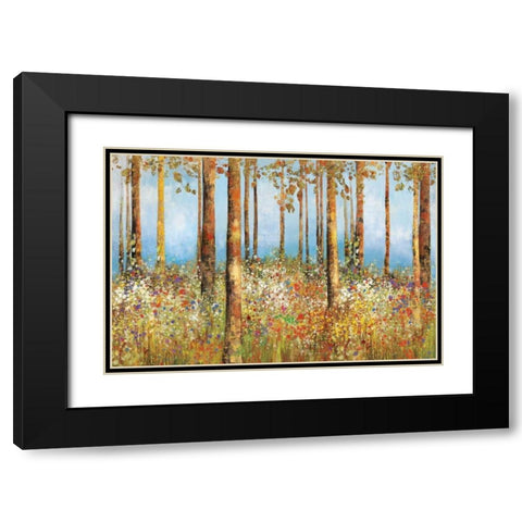 Field of Flowers Black Modern Wood Framed Art Print with Double Matting by PI Studio