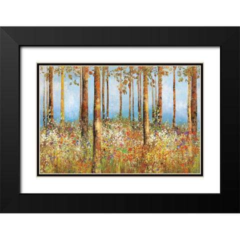 Field of Flowers Black Modern Wood Framed Art Print with Double Matting by PI Studio