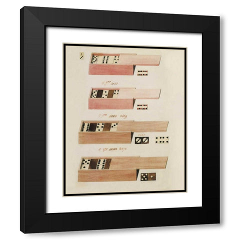 Dominoes Black Modern Wood Framed Art Print with Double Matting by PI Studio