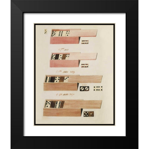Dominoes Black Modern Wood Framed Art Print with Double Matting by PI Studio