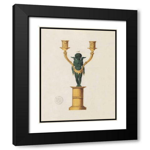 Cherub Candelabra Black Modern Wood Framed Art Print with Double Matting by PI Studio