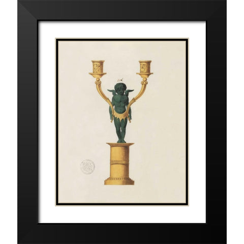 Cherub Candelabra Black Modern Wood Framed Art Print with Double Matting by PI Studio