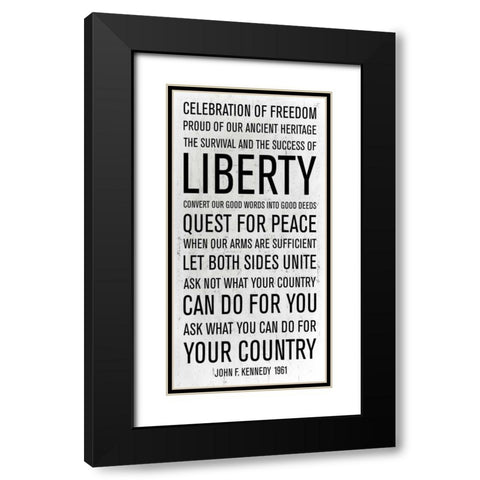 JFK speech Black Modern Wood Framed Art Print with Double Matting by PI Studio