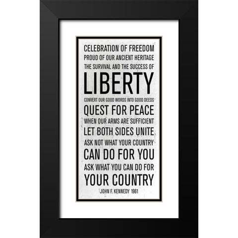 JFK speech Black Modern Wood Framed Art Print with Double Matting by PI Studio