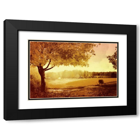 Golden Country Black Modern Wood Framed Art Print with Double Matting by PI Studio