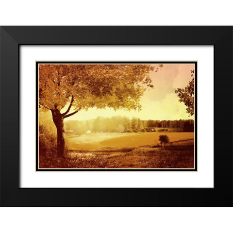 Golden Country Black Modern Wood Framed Art Print with Double Matting by PI Studio