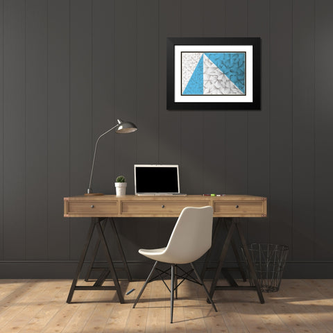 Triangles Squared Black Modern Wood Framed Art Print with Double Matting by PI Studio