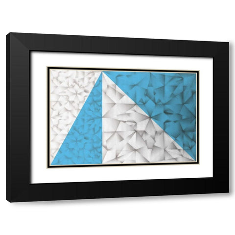 Triangles Squared Black Modern Wood Framed Art Print with Double Matting by PI Studio