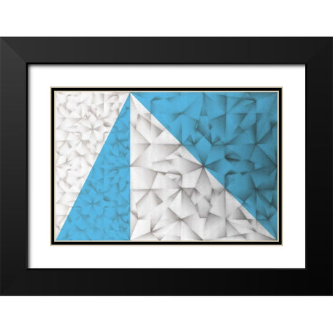 Triangles Squared Black Modern Wood Framed Art Print with Double Matting by PI Studio