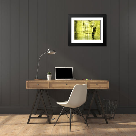 VERT LIME Black Modern Wood Framed Art Print with Double Matting by PI Studio