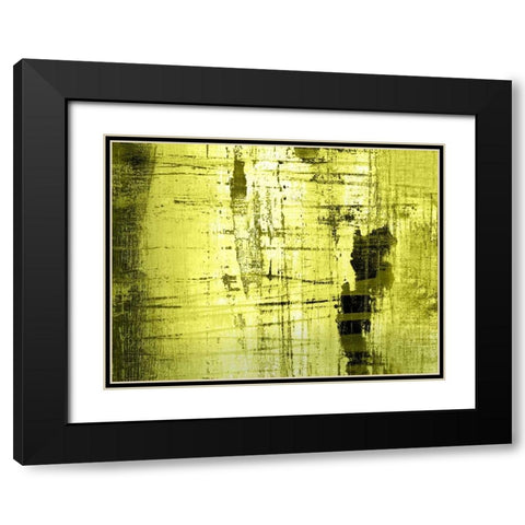 VERT LIME Black Modern Wood Framed Art Print with Double Matting by PI Studio