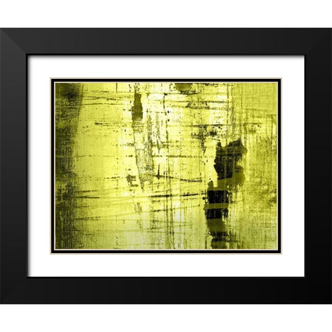 VERT LIME Black Modern Wood Framed Art Print with Double Matting by PI Studio