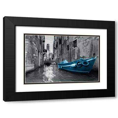 Barca Blue Black Modern Wood Framed Art Print with Double Matting by PI Studio