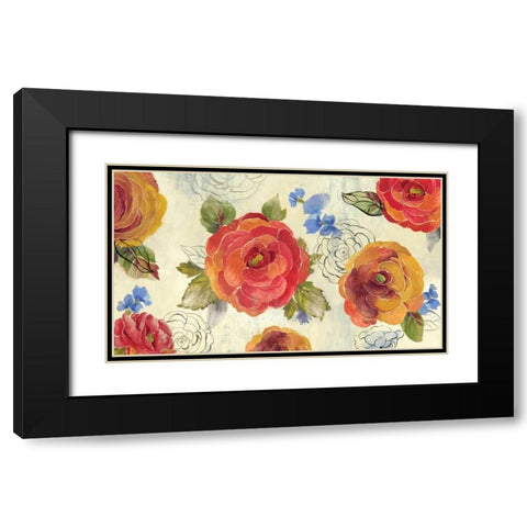 Amelia Flowers Black Modern Wood Framed Art Print with Double Matting by PI Studio