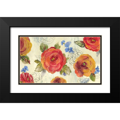 Amelia Flowers Black Modern Wood Framed Art Print with Double Matting by PI Studio