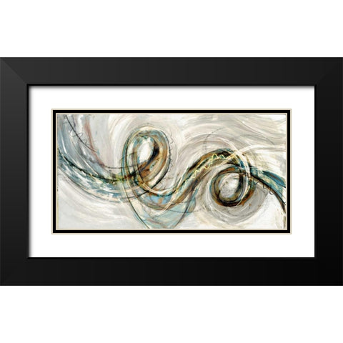 Swirly Whirly II Black Modern Wood Framed Art Print with Double Matting by PI Studio