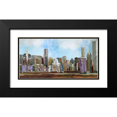 City Black Modern Wood Framed Art Print with Double Matting by PI Studio