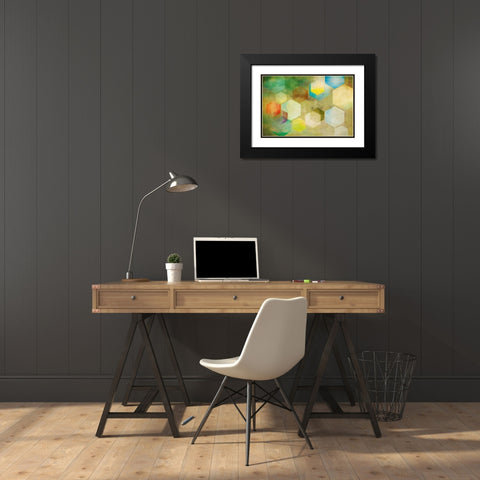 Honeycomb II Black Modern Wood Framed Art Print with Double Matting by PI Studio