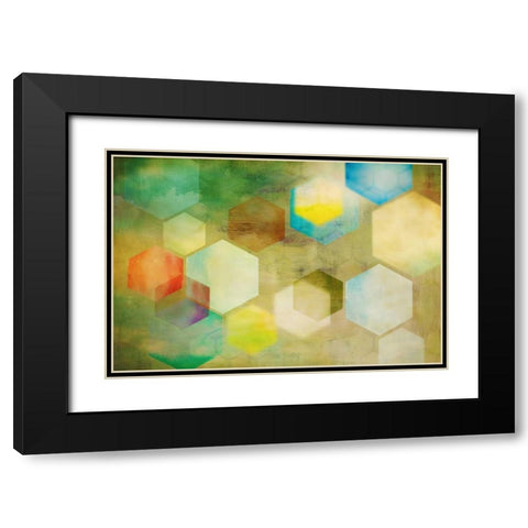 Honeycomb II Black Modern Wood Framed Art Print with Double Matting by PI Studio