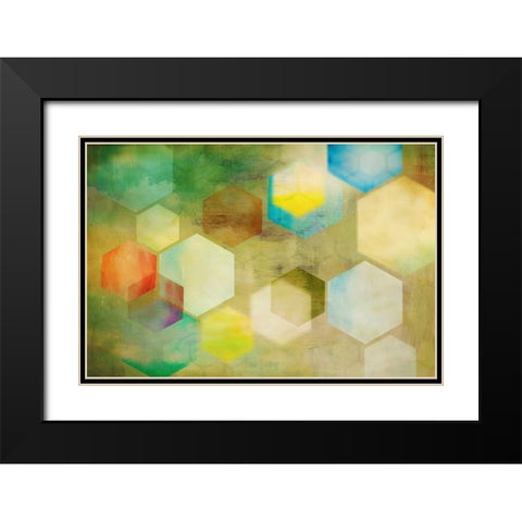 Honeycomb II Black Modern Wood Framed Art Print with Double Matting by PI Studio