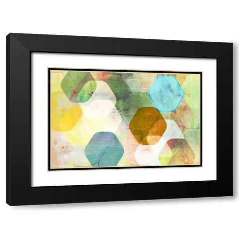 Rounded Hexagon I Black Modern Wood Framed Art Print with Double Matting by PI Studio