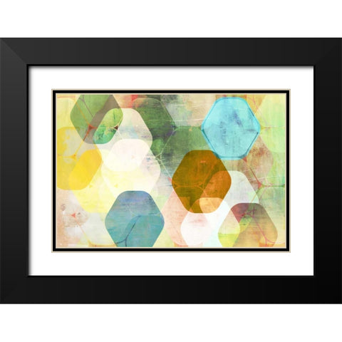 Rounded Hexagon I Black Modern Wood Framed Art Print with Double Matting by PI Studio