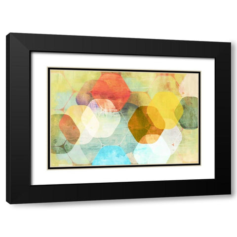 Rounded Hexagon II Black Modern Wood Framed Art Print with Double Matting by PI Studio