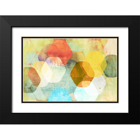 Rounded Hexagon II Black Modern Wood Framed Art Print with Double Matting by PI Studio