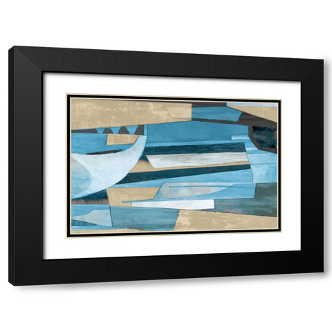 Cubist Shapes Black Modern Wood Framed Art Print with Double Matting by PI Studio