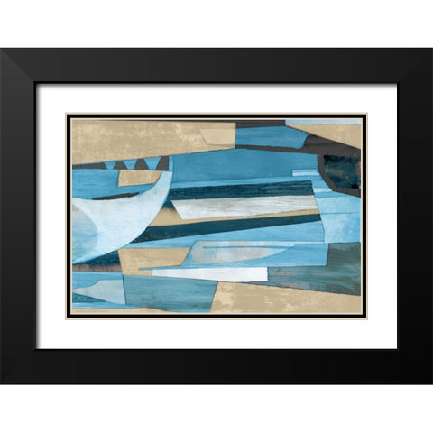 Cubist Shapes Black Modern Wood Framed Art Print with Double Matting by PI Studio