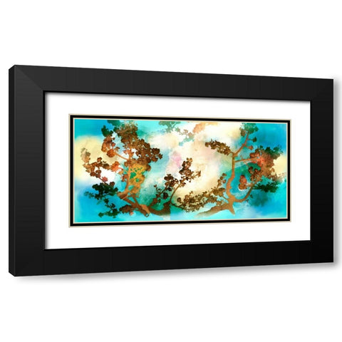 Watercolour Tree Black Modern Wood Framed Art Print with Double Matting by PI Studio