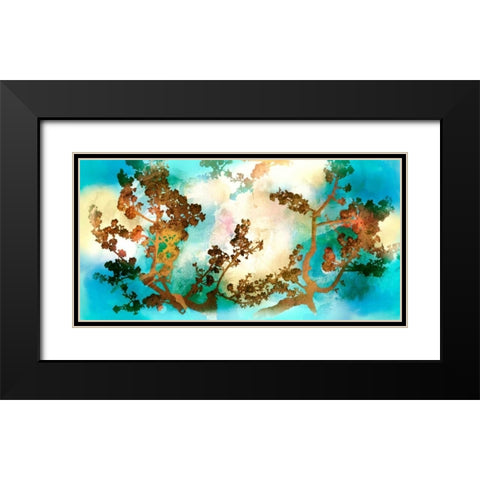 Watercolour Tree Black Modern Wood Framed Art Print with Double Matting by PI Studio