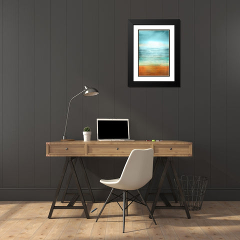 Ocean Abstract Black Modern Wood Framed Art Print with Double Matting by PI Studio