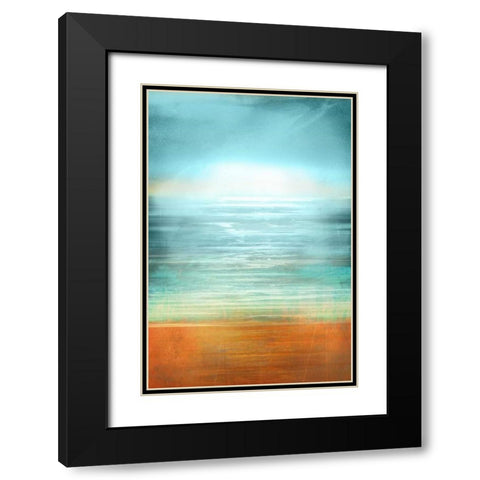 Ocean Abstract Black Modern Wood Framed Art Print with Double Matting by PI Studio