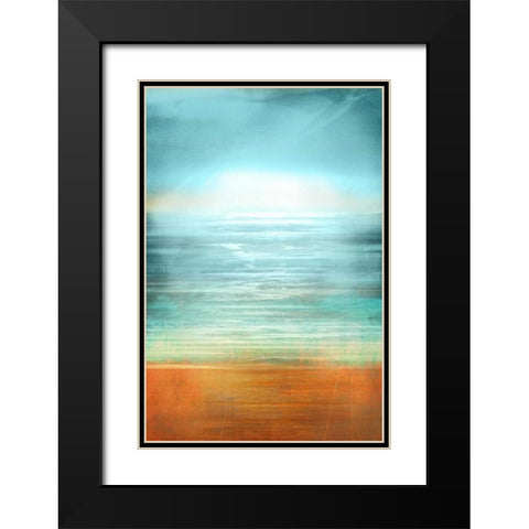 Ocean Abstract Black Modern Wood Framed Art Print with Double Matting by PI Studio