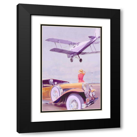 Vintage Airport Black Modern Wood Framed Art Print with Double Matting by PI Studio