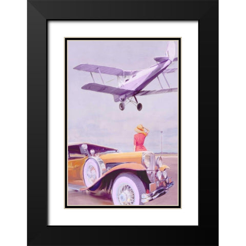 Vintage Airport Black Modern Wood Framed Art Print with Double Matting by PI Studio