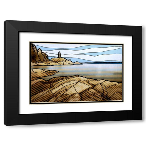 Graphic Lighthouse Black Modern Wood Framed Art Print with Double Matting by PI Studio