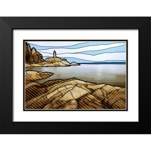 Graphic Lighthouse Black Modern Wood Framed Art Print with Double Matting by PI Studio