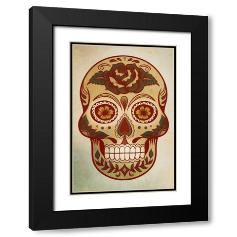 Day of the Dead Skull I Black Modern Wood Framed Art Print with Double Matting by PI Studio