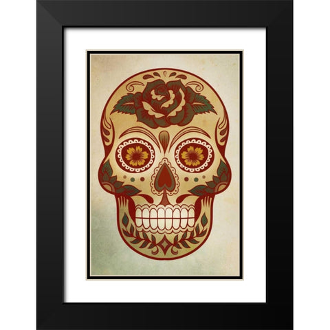 Day of the Dead Skull I Black Modern Wood Framed Art Print with Double Matting by PI Studio