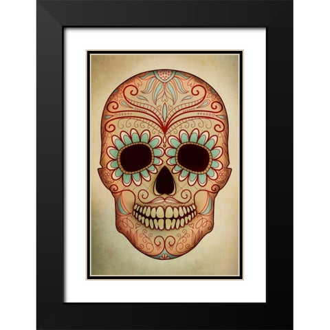 Day of the Dead Skull II Black Modern Wood Framed Art Print with Double Matting by PI Studio